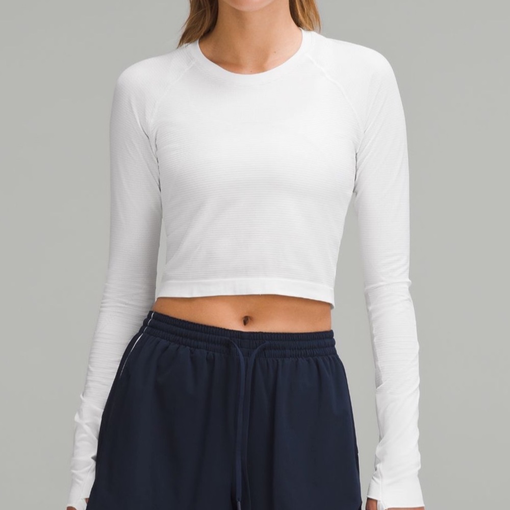 Lululemon Swiftly Tech Cropped Long Sleeve Shirt 2.0 in White